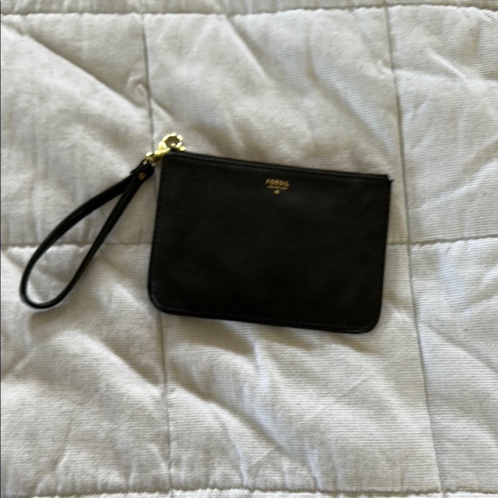 Fossil Black and Gold Clutch Wristlet